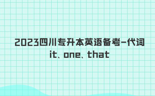 2023四川專升本英語備考-代詞it、one、that