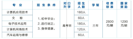 桃源縣武陵職業(yè)技術(shù)學校學費