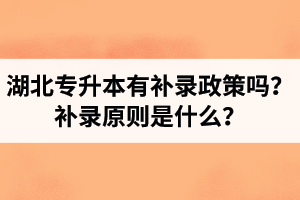 湖北專升本有補(bǔ)錄政策嗎？補(bǔ)錄原則是什么？