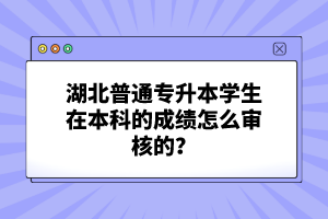 湖北普通專升本學(xué)生在本科的成績怎么審核的？