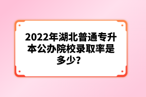 2022年湖北普通專升本公辦院校錄取率是多少？