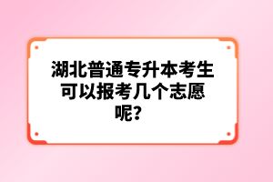 湖北普通專升本考生可以報考幾個志愿呢？