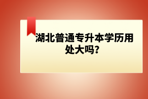 湖北普通專升本學(xué)歷用處大嗎？