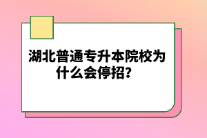 湖北普通專升本院校為什么會停招？