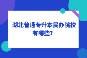 2022年湖北普通專升本民辦院校有哪些？