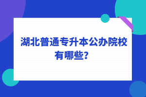 湖北普通專(zhuān)升本公辦院校有哪些？