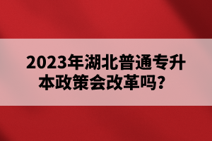 2023年湖北普通專升本政策會改革嗎？