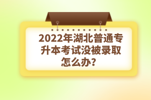 2022年湖北普通專升本考試沒被錄取怎么辦？