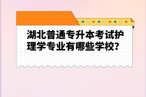 湖北普通專升本考試護(hù)理學(xué)專業(yè)有哪些學(xué)校？