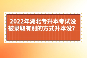 2022年湖北專升本考試沒被錄取有別的方式升本沒？