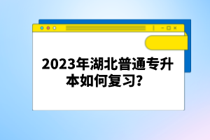 2023年湖北普通專升本如何復習？