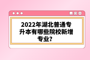 2022年湖北普通專升本有哪些院校新增專業(yè)？