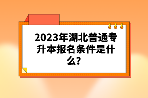 2023年湖北普通專升本報名條件是什么？