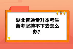 湖北普通專升本考生備考堅持不下去怎么辦？