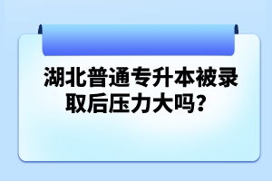 湖北普通專升本被錄取后壓力大嗎？