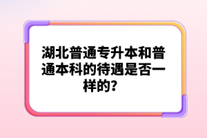 湖北普通專升本和普通本科的待遇是否一樣的？