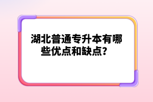 湖北普通專升本有哪些優(yōu)點和缺點？