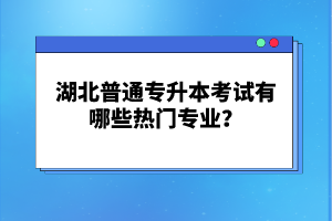 湖北普通專升本考試有哪些熱門專業(yè)？