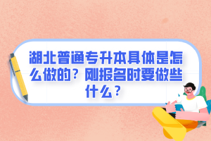 湖北普通專升本具體是怎么做的？剛報(bào)名時(shí)要做些什么？