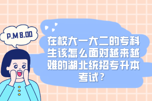 在校大一大二的?？粕撛趺疵鎸?duì)越來(lái)越難的湖北統(tǒng)招專升本考試？