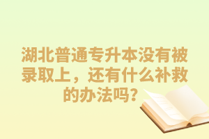 湖北普通專升本沒(méi)有被錄取上，還有什么補(bǔ)救的辦法嗎？