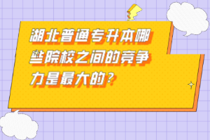 湖北普通專升本哪些院校之間的競爭力是最大的？