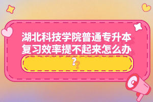 湖北科技學(xué)院普通專升本復(fù)習(xí)效率提不起來怎么辦？