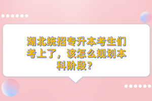 湖北統(tǒng)招專升本考生們考上了，該怎么規(guī)劃本科階段？